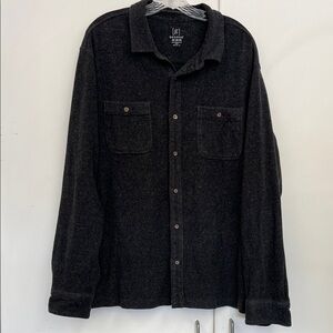 George Charcoal Gray Button up collared flannel jacket boucle-like heavy knit